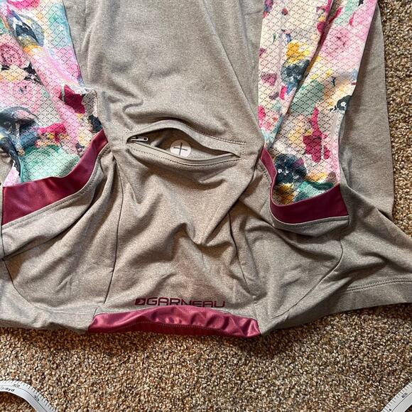 Louis Garneau ART FACTORY Cycling JERSEY Women’s. Gray Mauve and Flowers Size XL - Picture 5 of 7